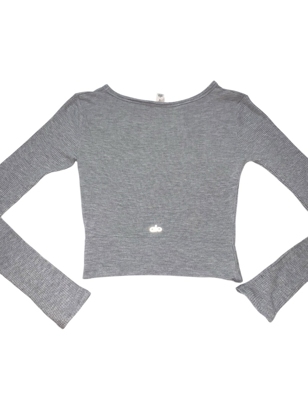 Alo Yoga Cover Long Sleeve Twist Front Crop Top Gray Size Small